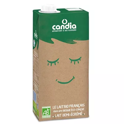 Bio : Lait 1/2 écrémé UHT - Candia - Photo 1