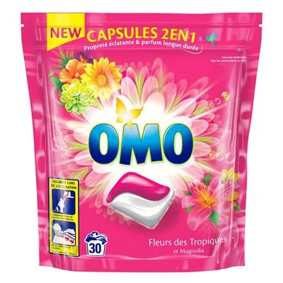 Lessive Capsule 2en1 Fleurs des tropiques - Omo - photo1