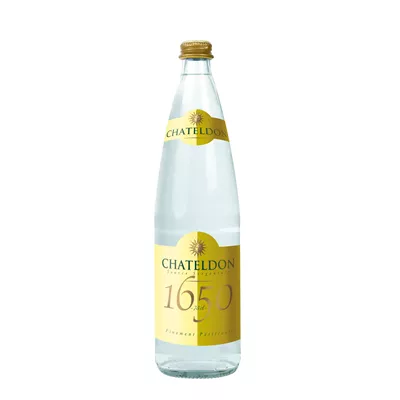 Eau Minérale Naturelle Gazeuse Bouteille Verre - Chateldon - photo1