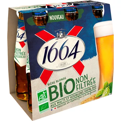 Bio : Bière Blonde Non Filtrée - 1664 - Photo 2